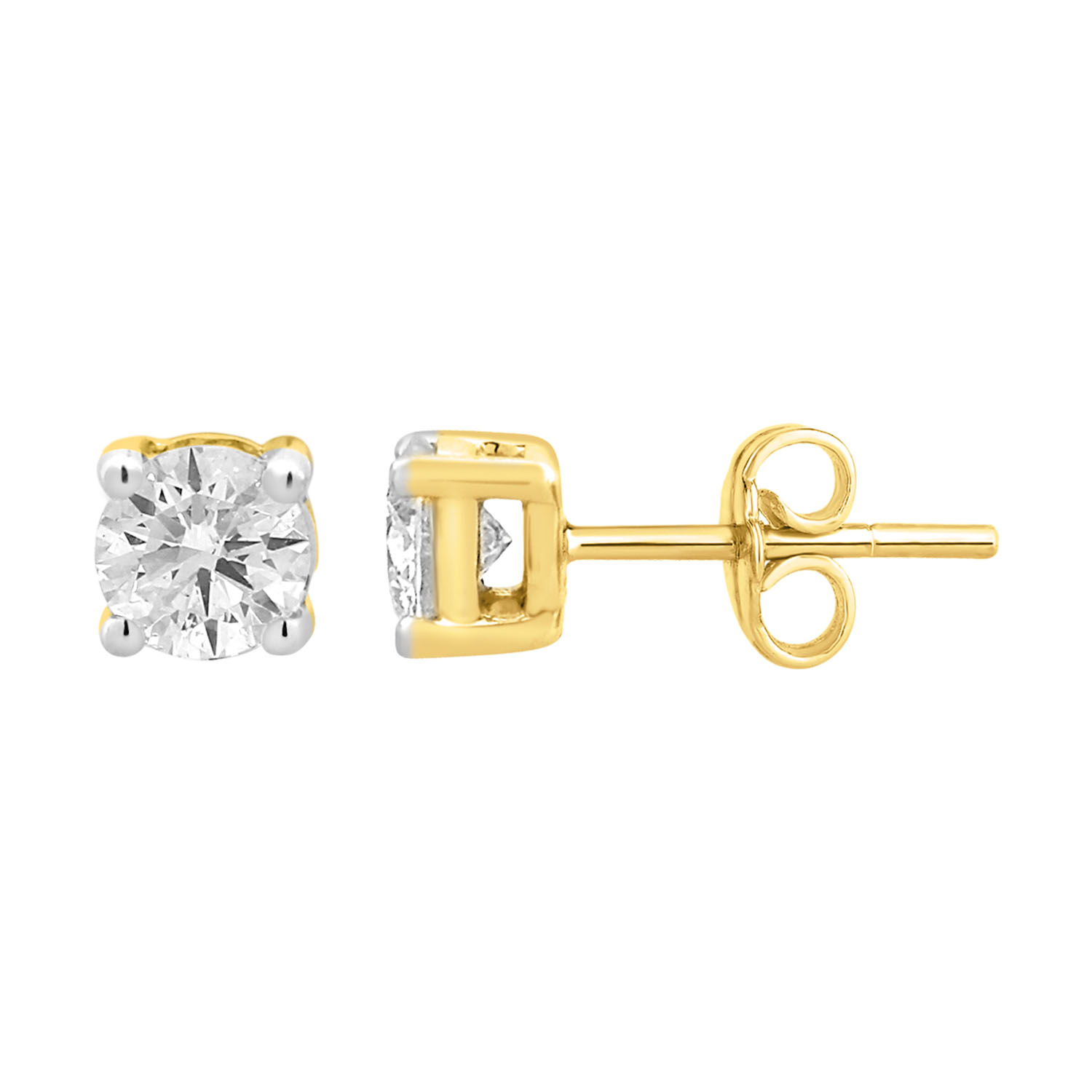 9ct Yellow Gold  0.50 Carat Diamond Stud Earrings