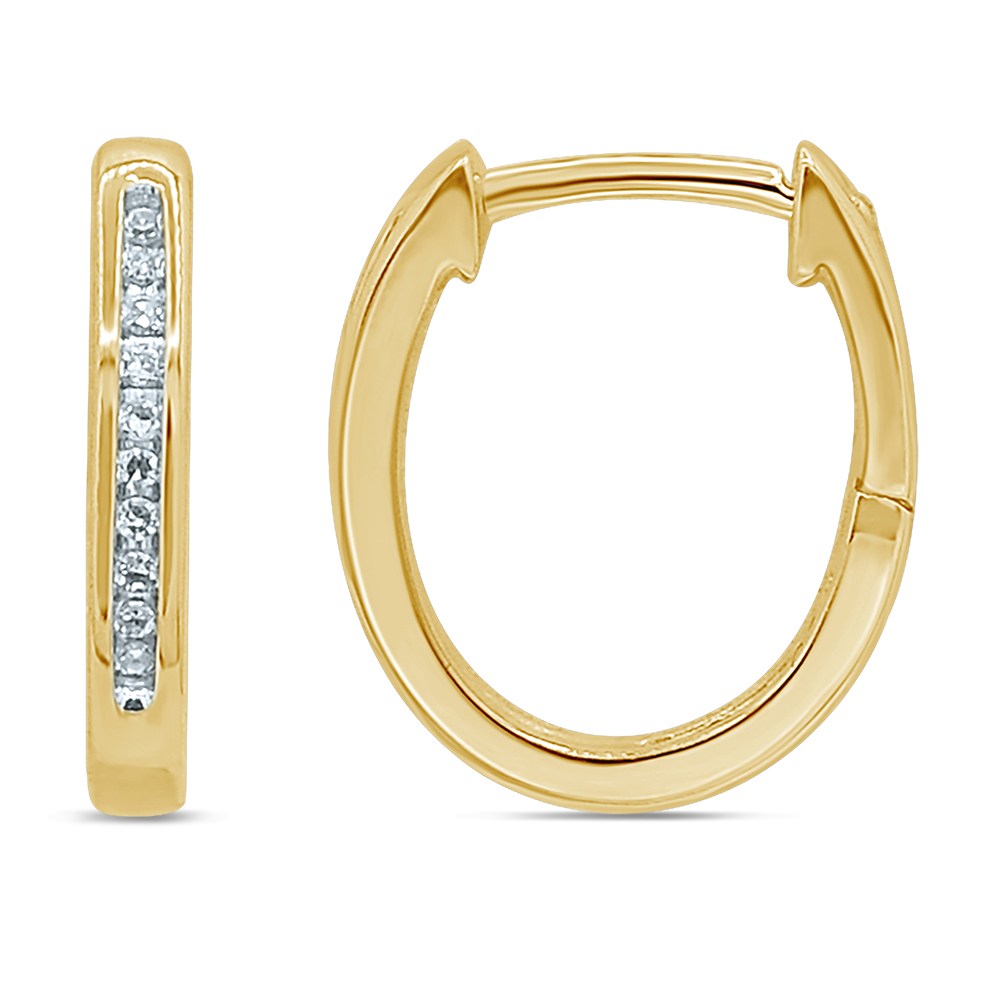 9ct Yellow Gold Hoop Earrings with 20 Brilliant Diamonds