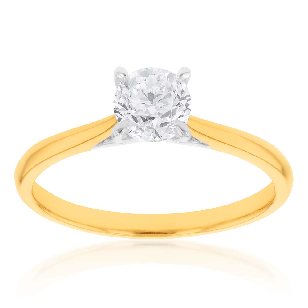 18ct Yellow Gold Solitaire Ring with 0.70 Carat GI SI Certified Diamond