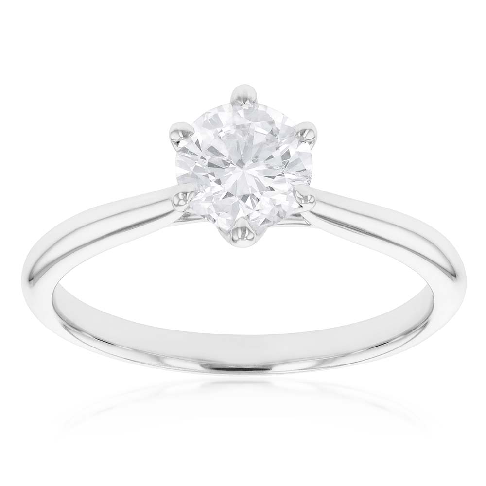 18ct White Gold Solitaire Ring with 1.00 Carat GI SI Certified Diamond