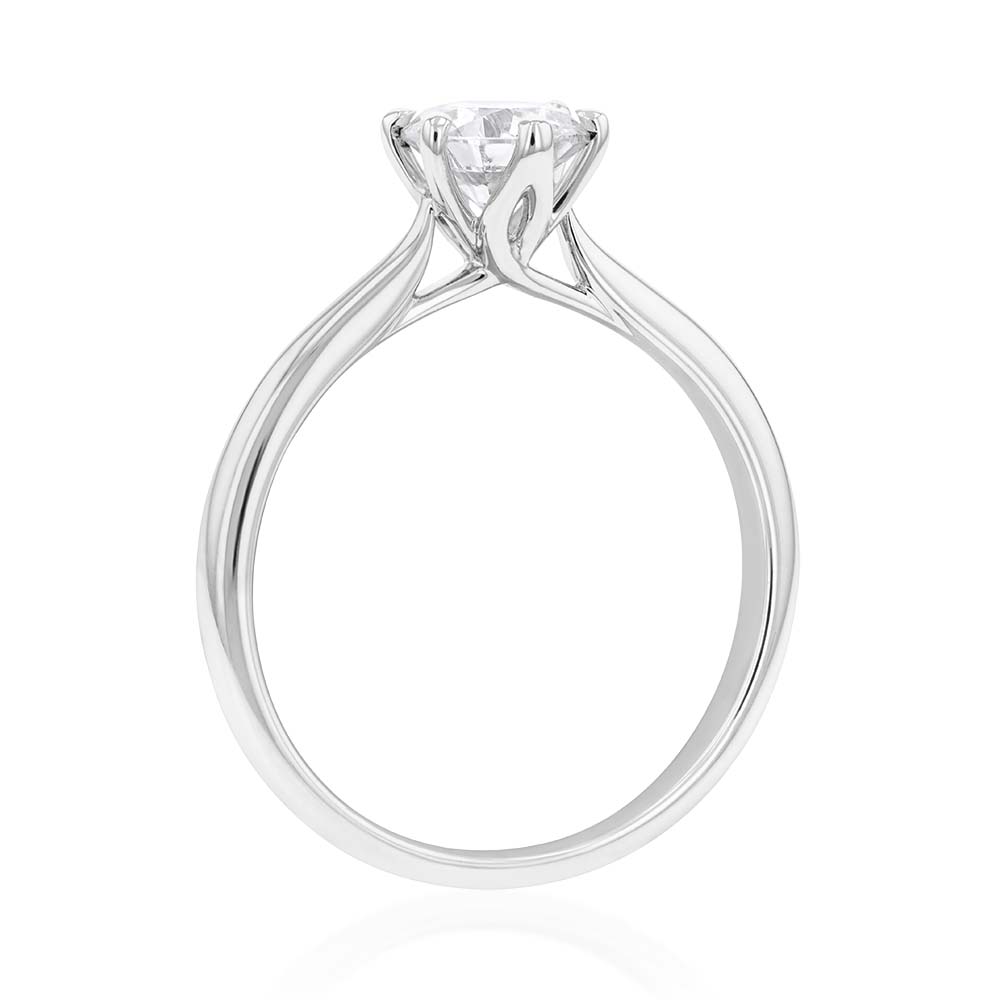 18ct White Gold Solitaire Ring with 1.00 Carat GI SI Certified Diamond