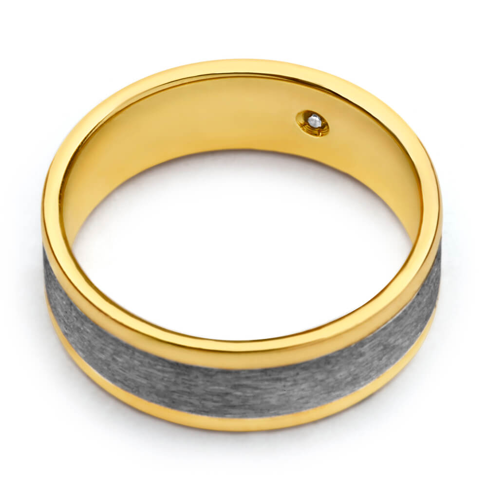Flawless Cut 9ct Yellow Gold & Titanium 7mm Ring