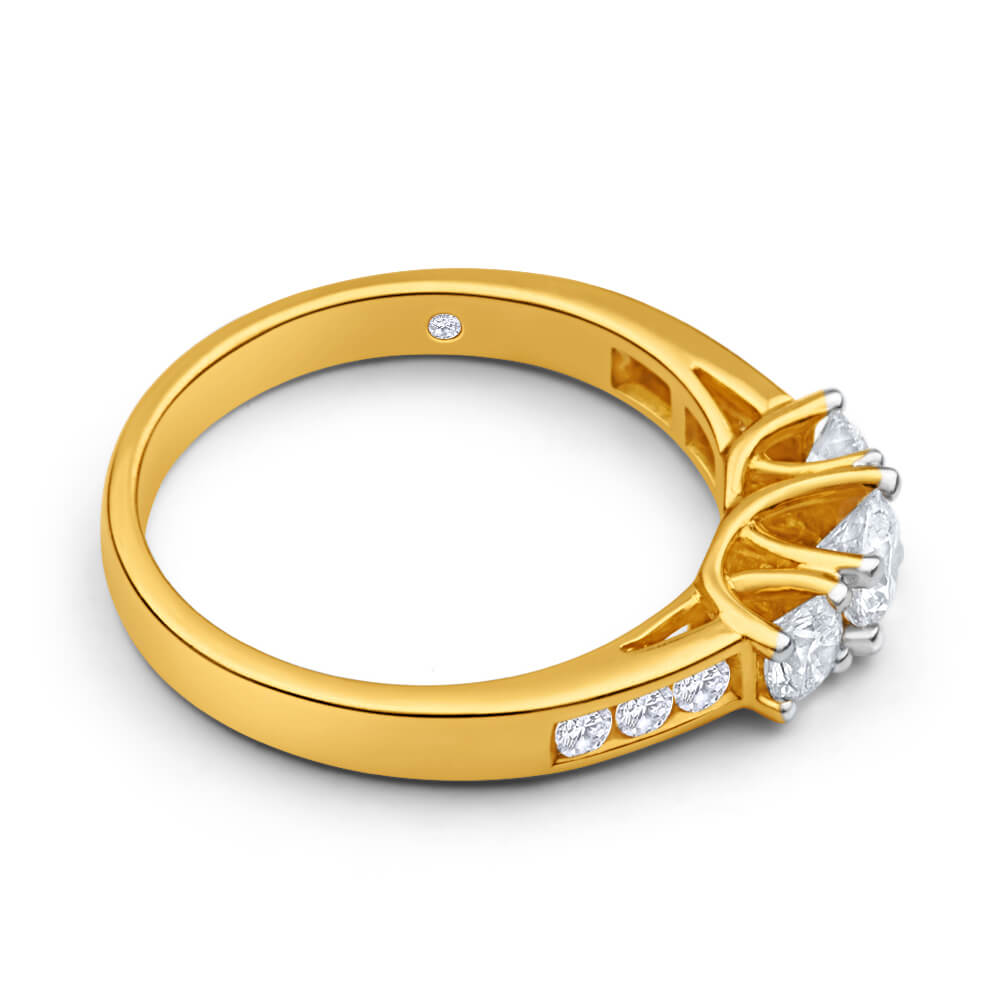 Flawless Cut 18ct Yellow Gold & White Gold Diamond Ring With 10 Diamonds (TW=90-99PT)