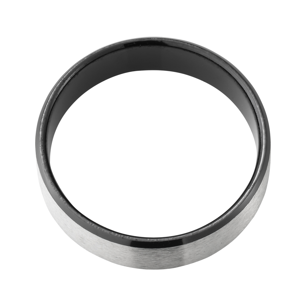 Flawless Cut Titanium and Zirconium Flat Bevelled Brushed Finished 7mm Ring