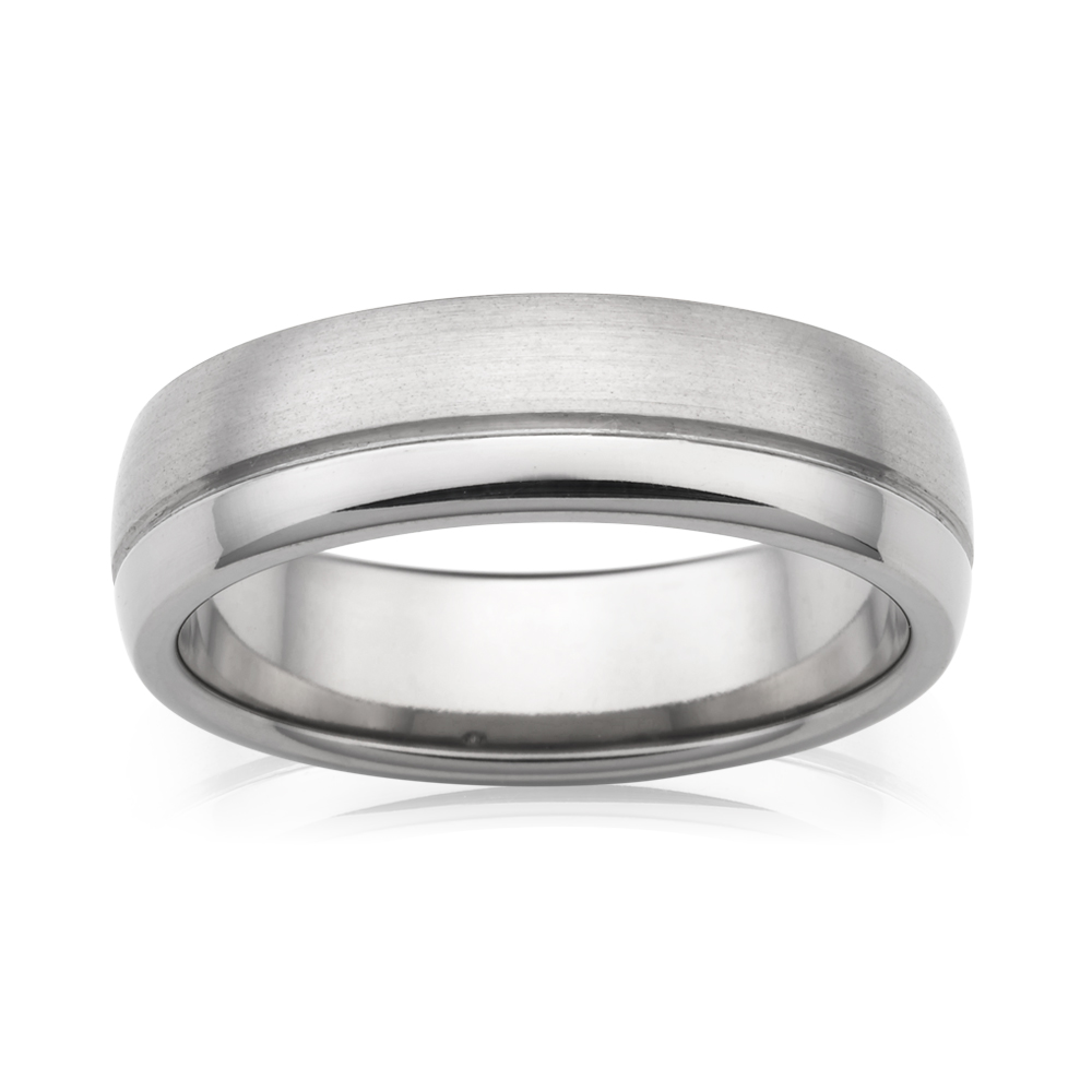Flawless Cut Half Round Polished / Sanded Titanium 6mm Ring