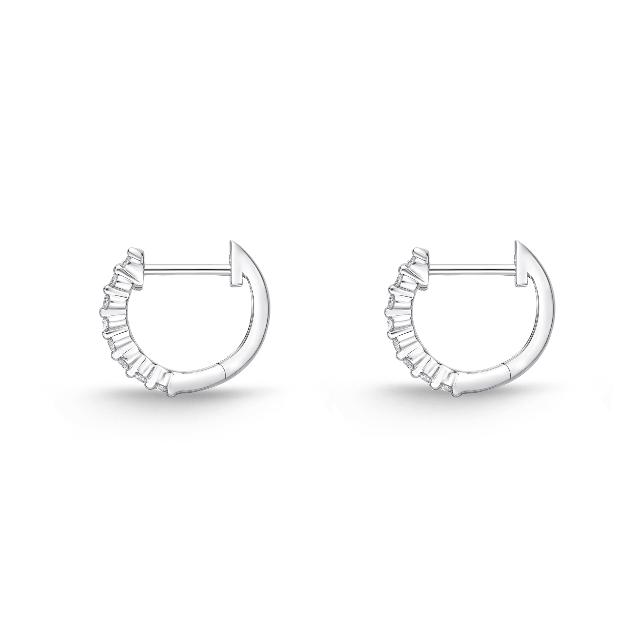 Memoire 18ct White Gold 1/5 Carat Diamond Hoop Earrings 12x12mm