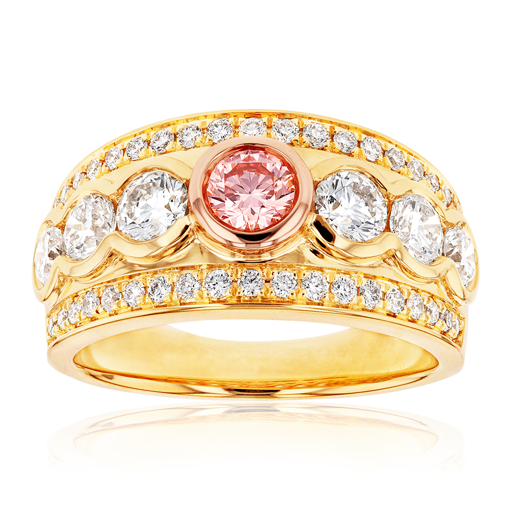 Luminesce Lab Grown Pink Diamond Dress Ring TW=1.50CT in 18ct Yellow & Rose Gold