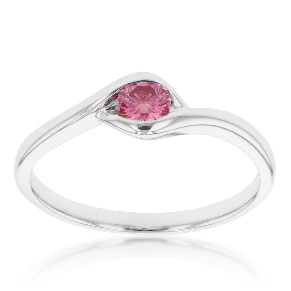 Luminesce Lab Grown Pink Diamond Solitaire Ring TW=17-22 Points in 9ct White Gold