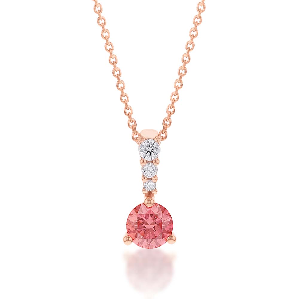 Luminesce Lab Grown Pendant with Pink and White Diamonds in Rose Gold With Chain