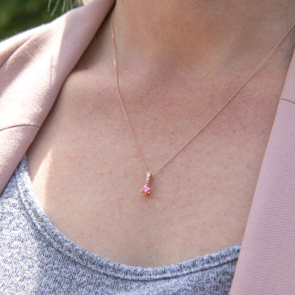 Luminesce Lab Grown Pendant with Pink and White Diamonds in Rose Gold With Chain