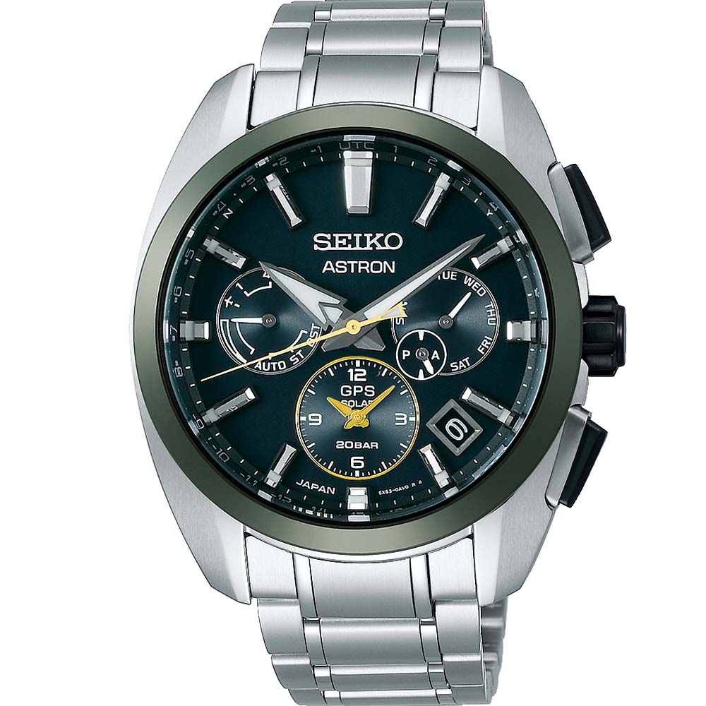 Seiko Astron SSH071J GPS Dual TIme Ceramic & Titanium Bezel Mens Watch