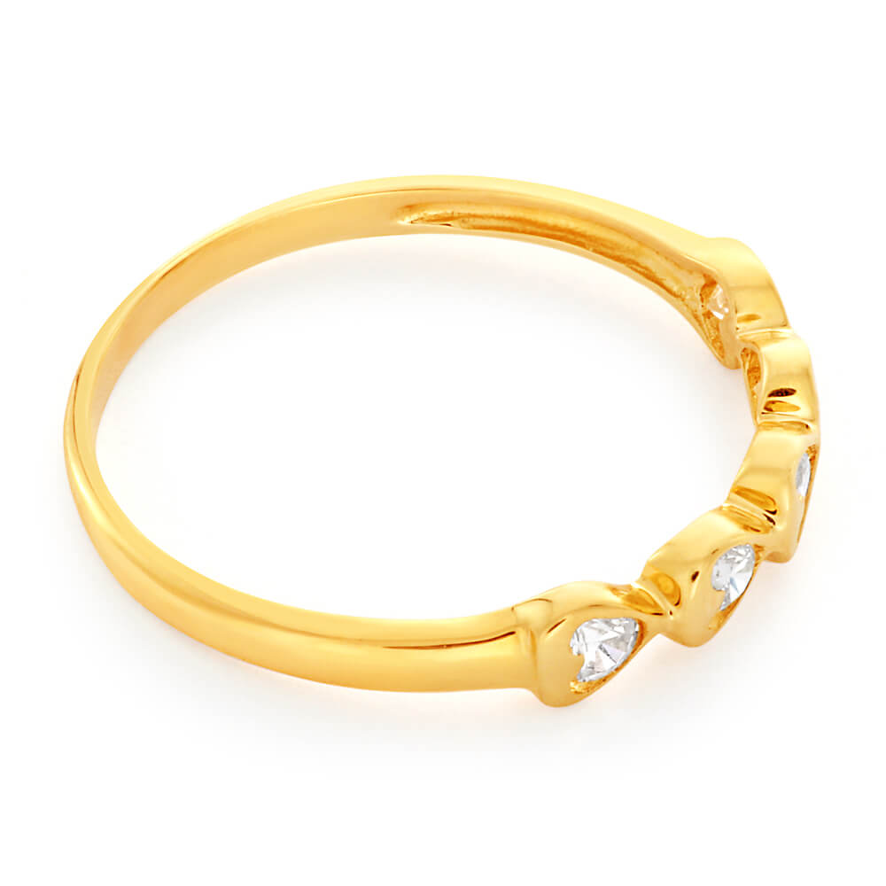 9ct Yellow Gold Cubic Zirconia Heart Ring