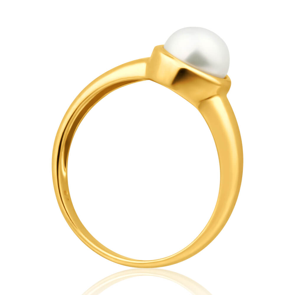 9ct Yellow Gold 6.5mm Cultured Pearl Ring