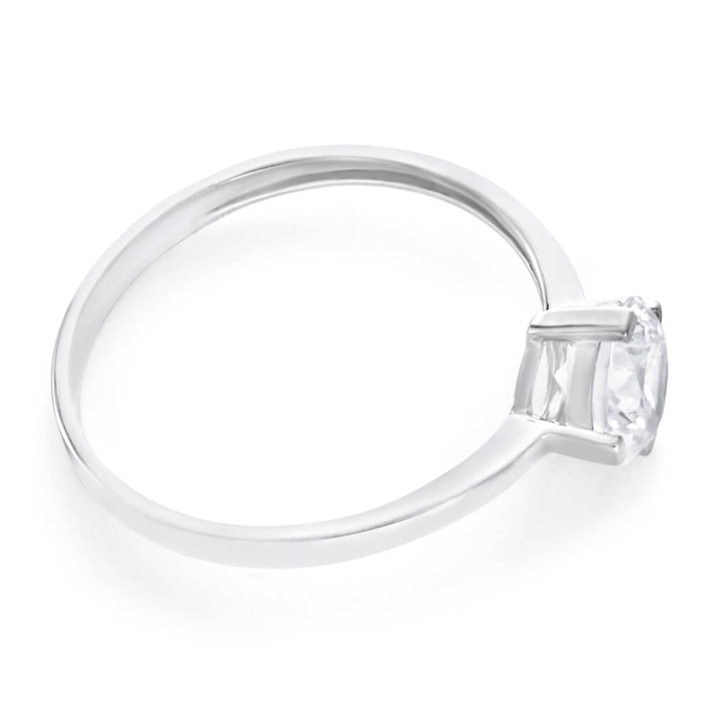 9ct White Gold Zirconia Rounded Ring