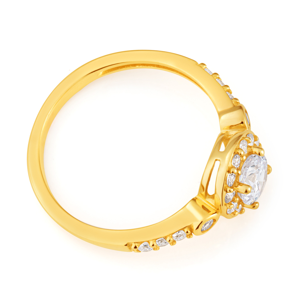 9ct Yellow Gold Round Zirconia Ring