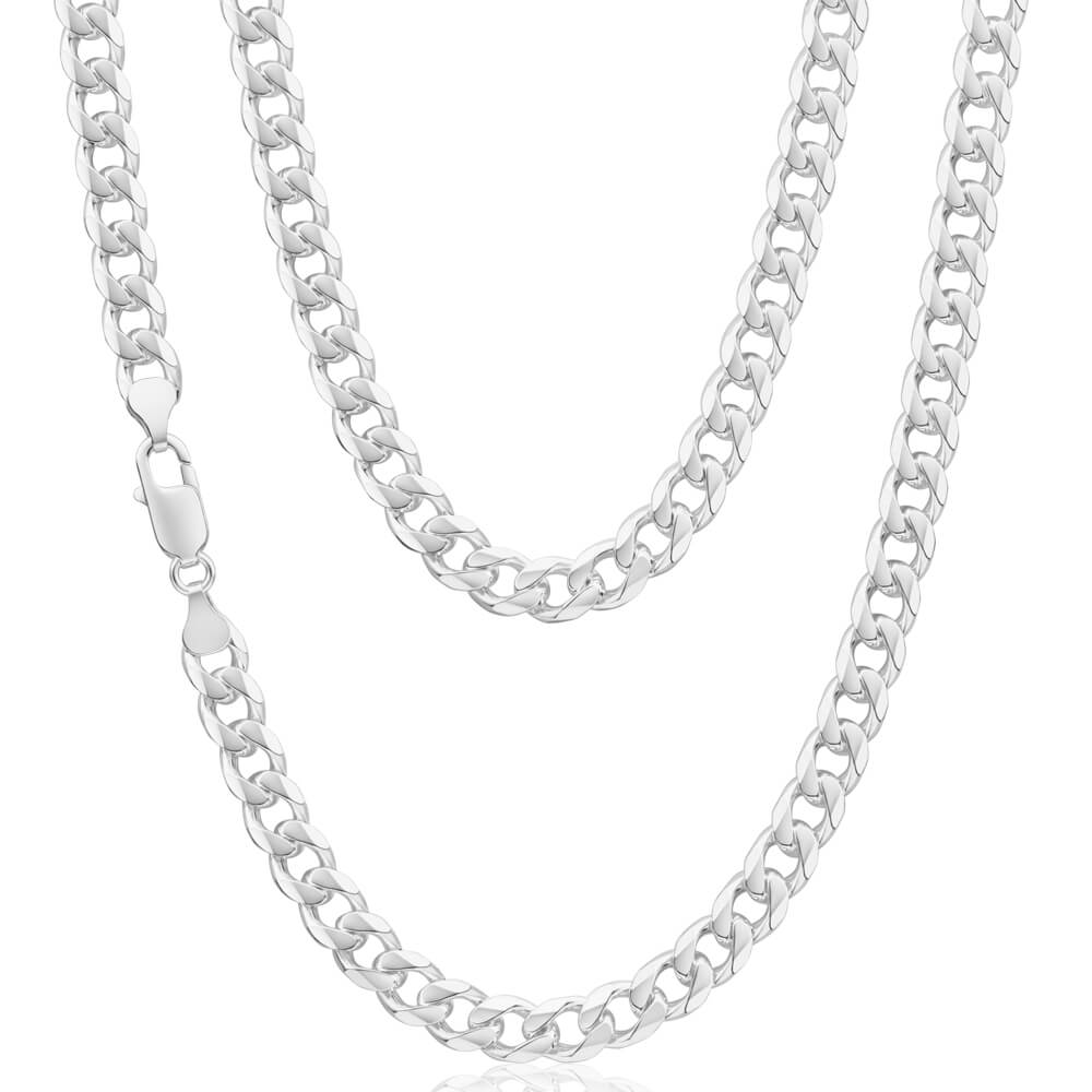 Sterling Silver Dicut Bevelled 220 Gauge 60cm Curb Chain