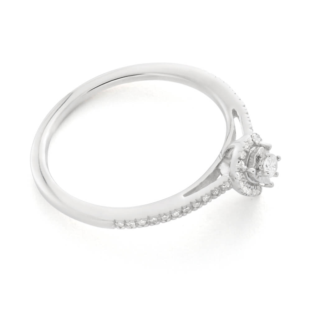 Sterling Silver Pear Shape Diamond Promise Ring