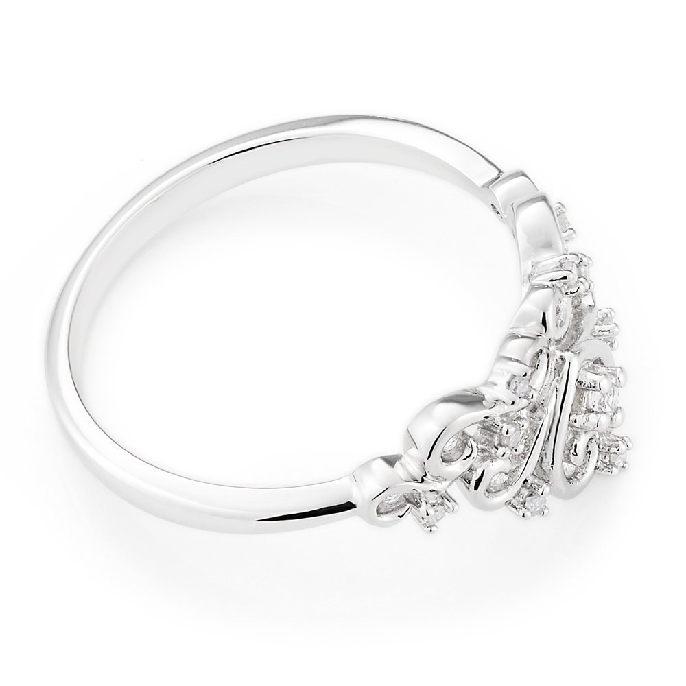 Sterling Silver Diamond Crown Ring