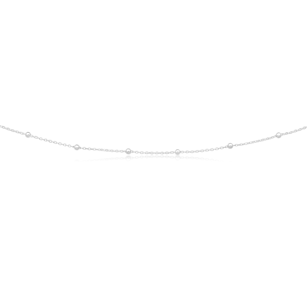 Sterling Silver 41cm + 8cm Extender Alternate Ball and Chain Necklet