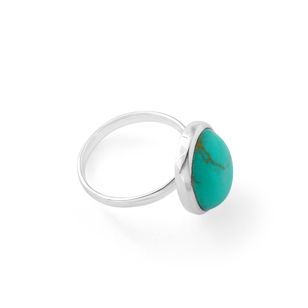 Sterling Silver Created Turquoise Large Oval Ring