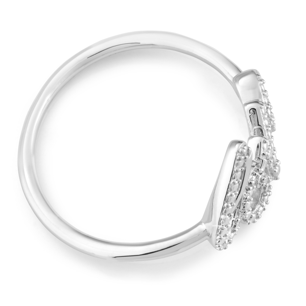 Sterling Silver Love Diamond Ring with 1 Brilliant Cut Diamond
