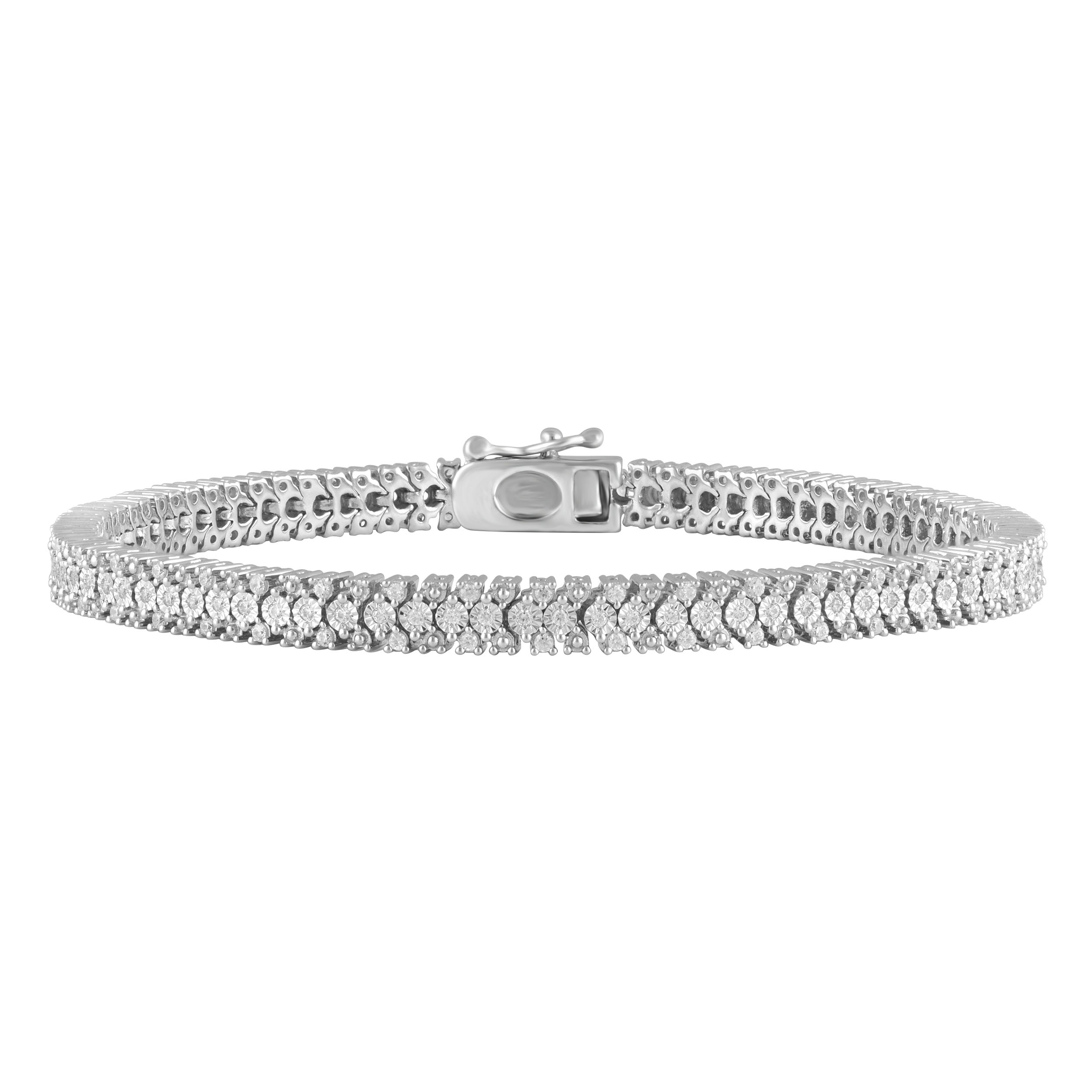 Sterling Silver 1 Carat Diamond Bracelet with 167 Brilliant Cut Diamonds 18cm
