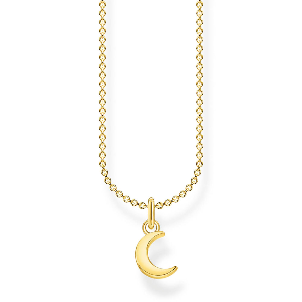 Sterling Silver Gold Plated Thomas Sabo Charm Club Moon Necklace 38-45cm