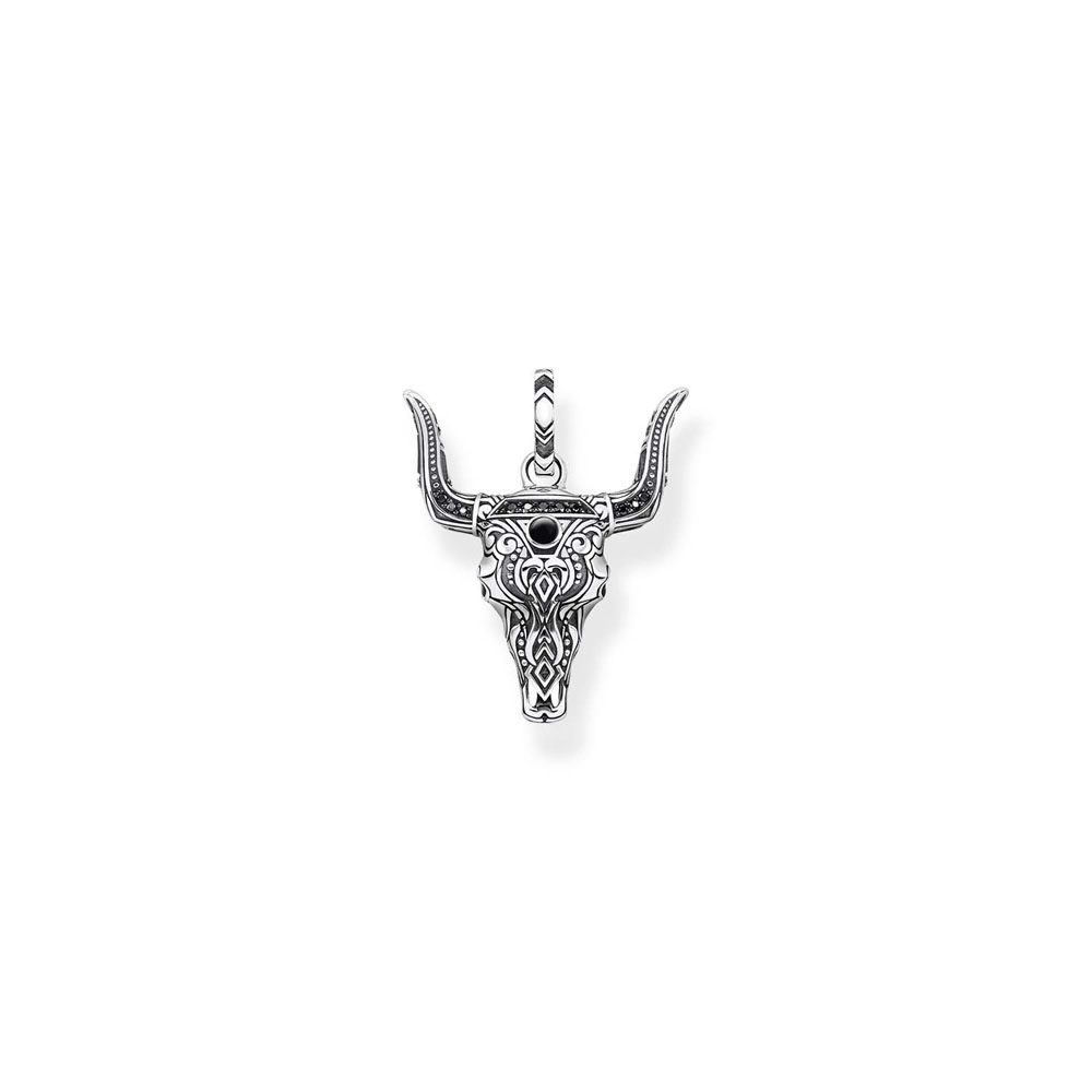 Thomas Sabo Sterling Silver Rebel Black Onyx Bull Skull Pendant