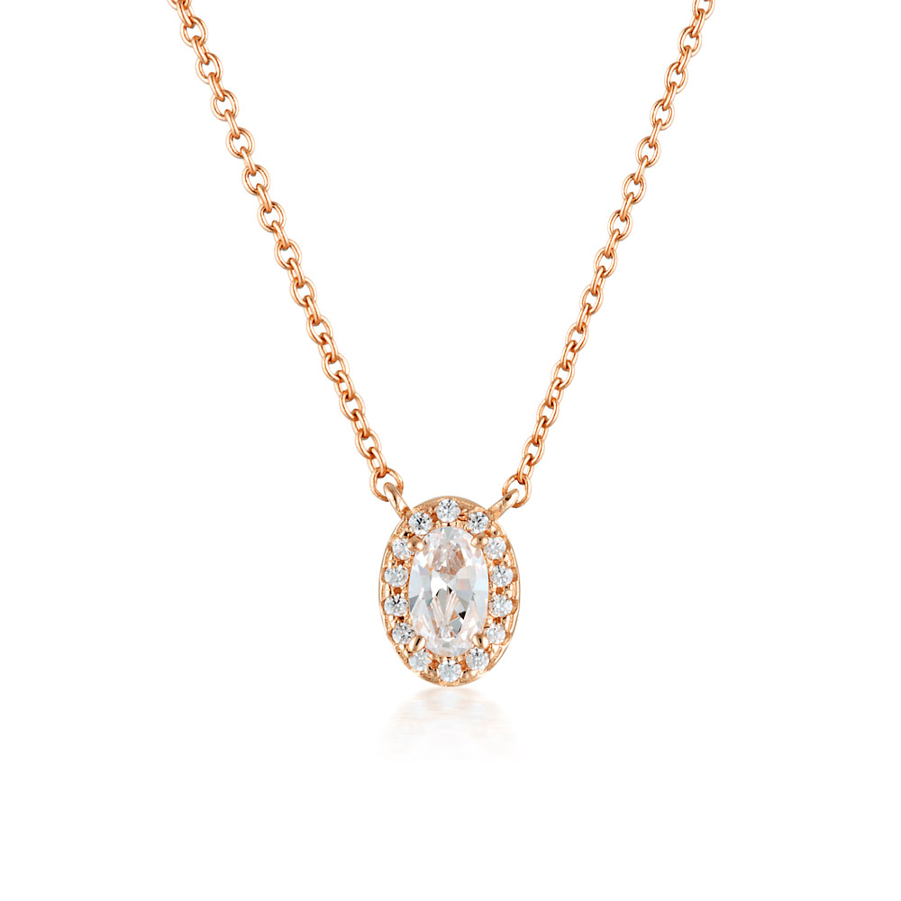 Georgini Aurora Rose Gold Plated Sterling Silver Glow Pendant On Chain