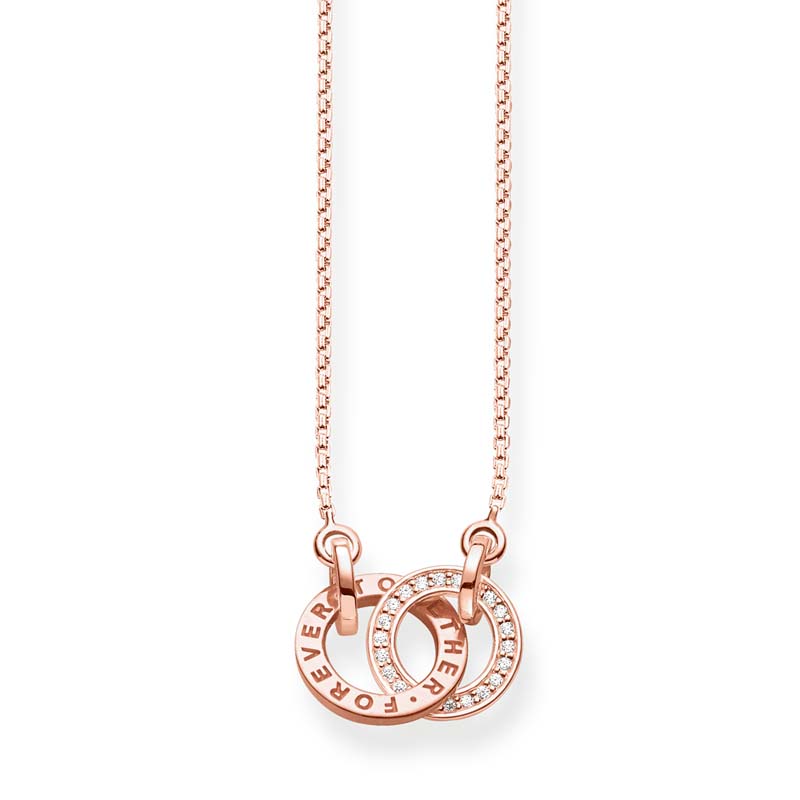 Thomas Sabo Rose Gold Plated Sterling Silver Togather Rings 40-45cm Chain