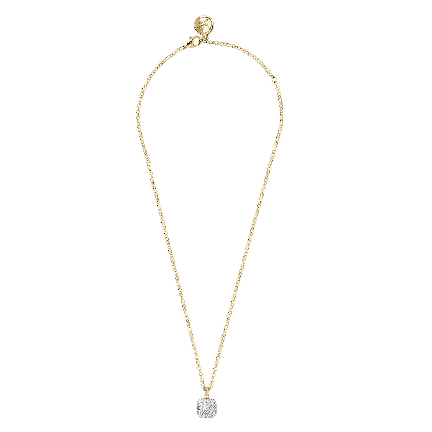 Bronzallure Gold Plated Sterling Silver CZ Square Pendant on 41cm Chain