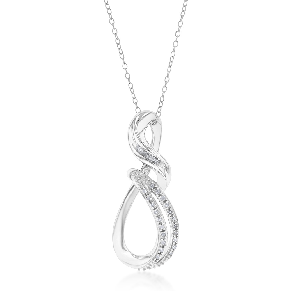 Sterling Silver 0.10 Carat Diamond Pendant on 45cm Sterling Silver Chain
