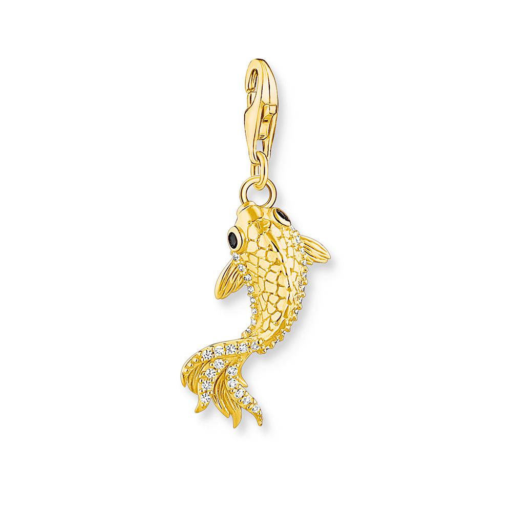 Thomas Sabo Sterling Silver Yellow Gold-Plated Cubic Zirconia Koi Fish Charm