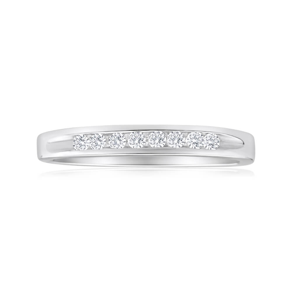 Sterling Silver Cubic Zirconia x8 Channel Set Ring