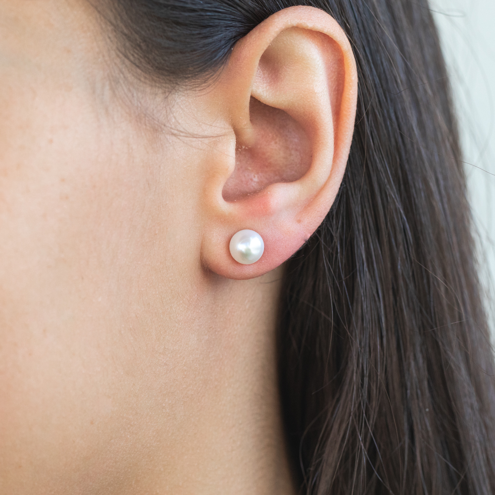 Mixed Colour Freshwater Pink White Grey Pearl Earring Stud Set
