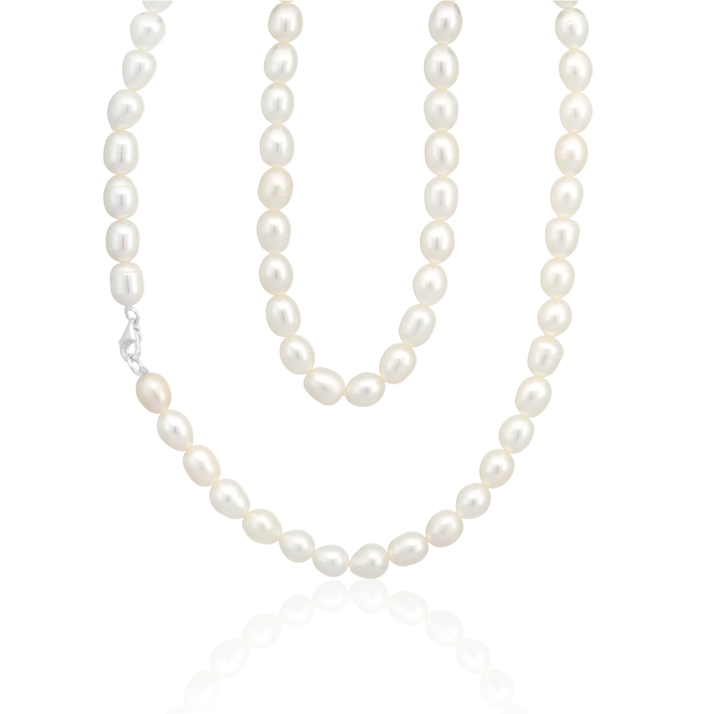 White 6-7mm Freshwater Pearl 45cm Necklace with Sterling Silver Clasp