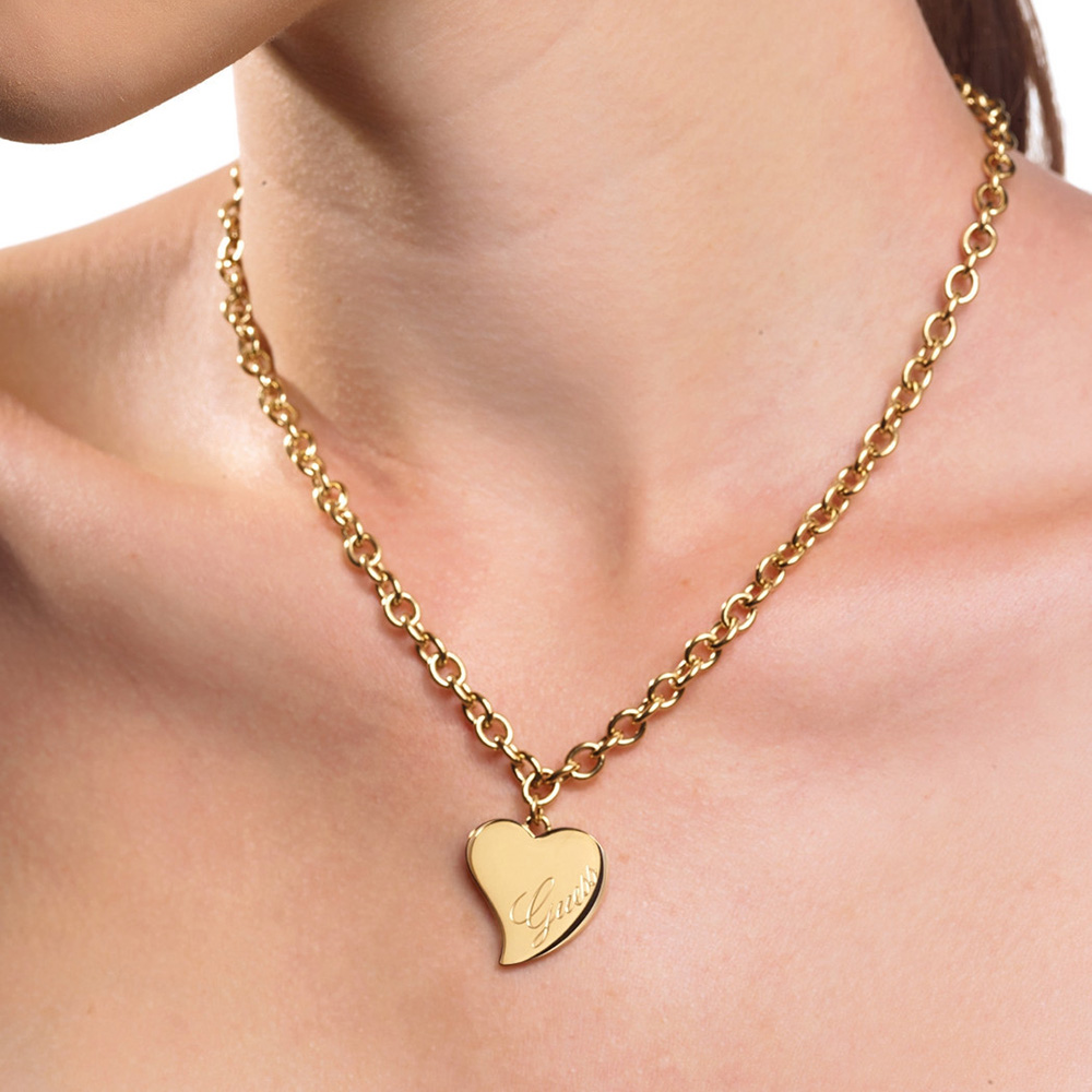 Guess Gold Plated Love Heart Chain