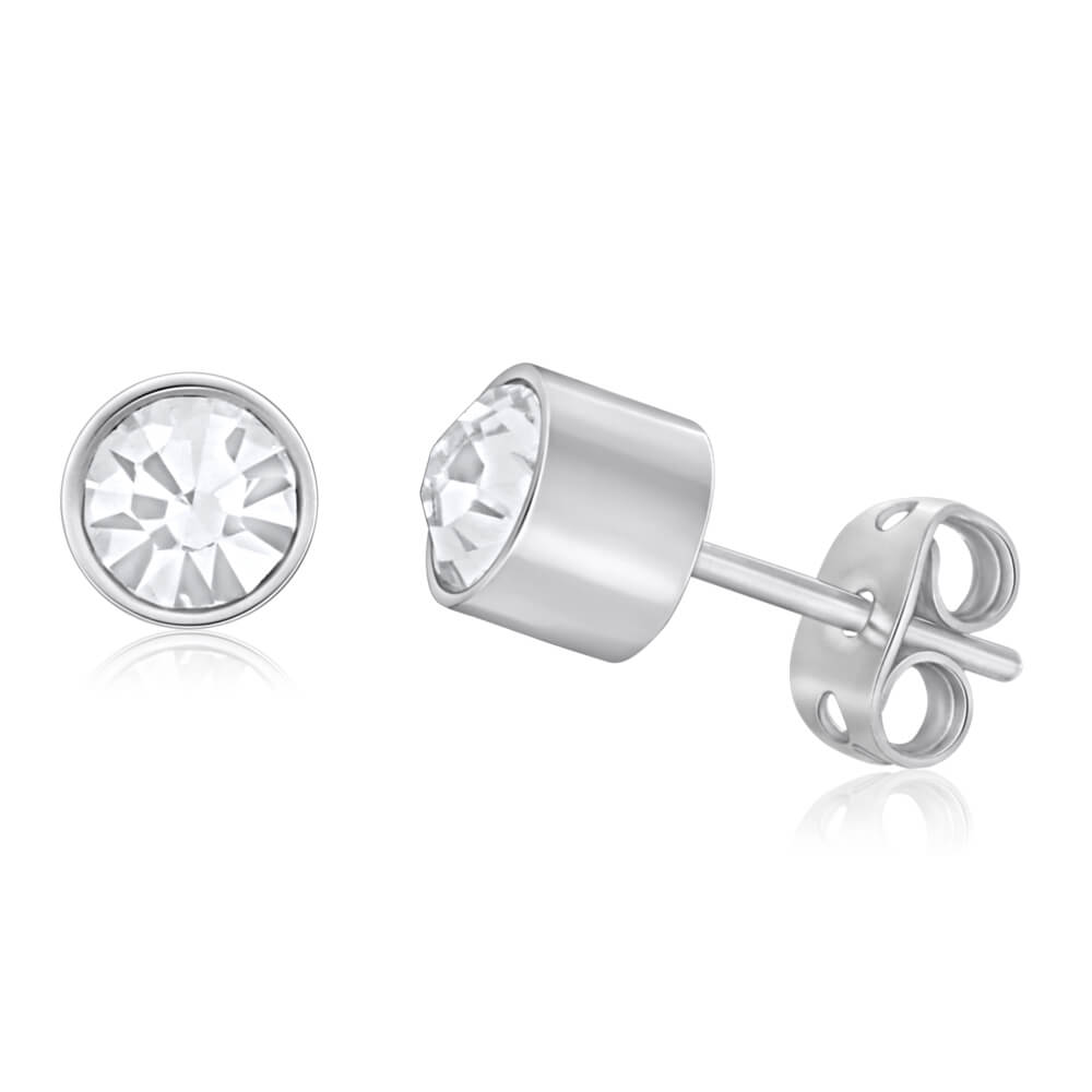 Forte Stainless Steel Swarovski Crystal Stud Earrings