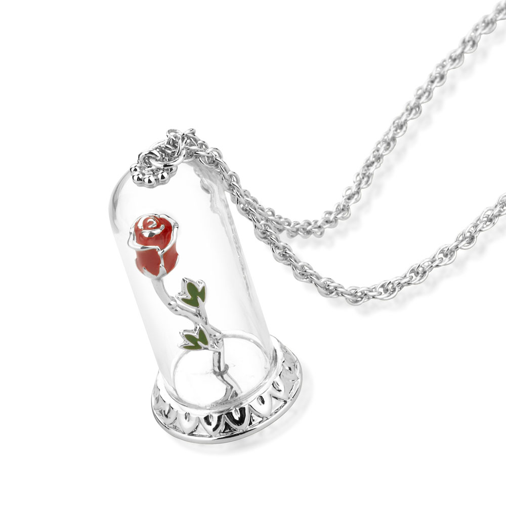 DISNEY Beauty and The Beast Enchanted Rose Necklace
