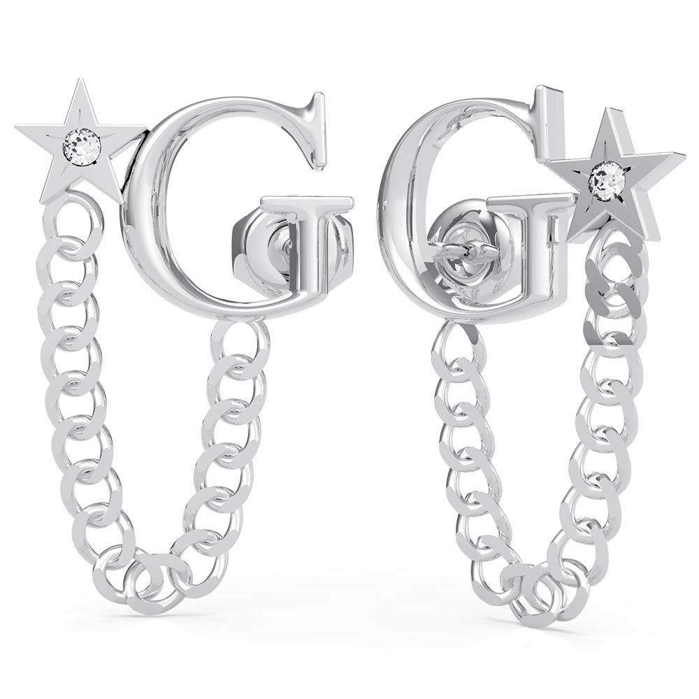 GUESS Stainless Steel 10mm G Logo & Chain Stud Earrings