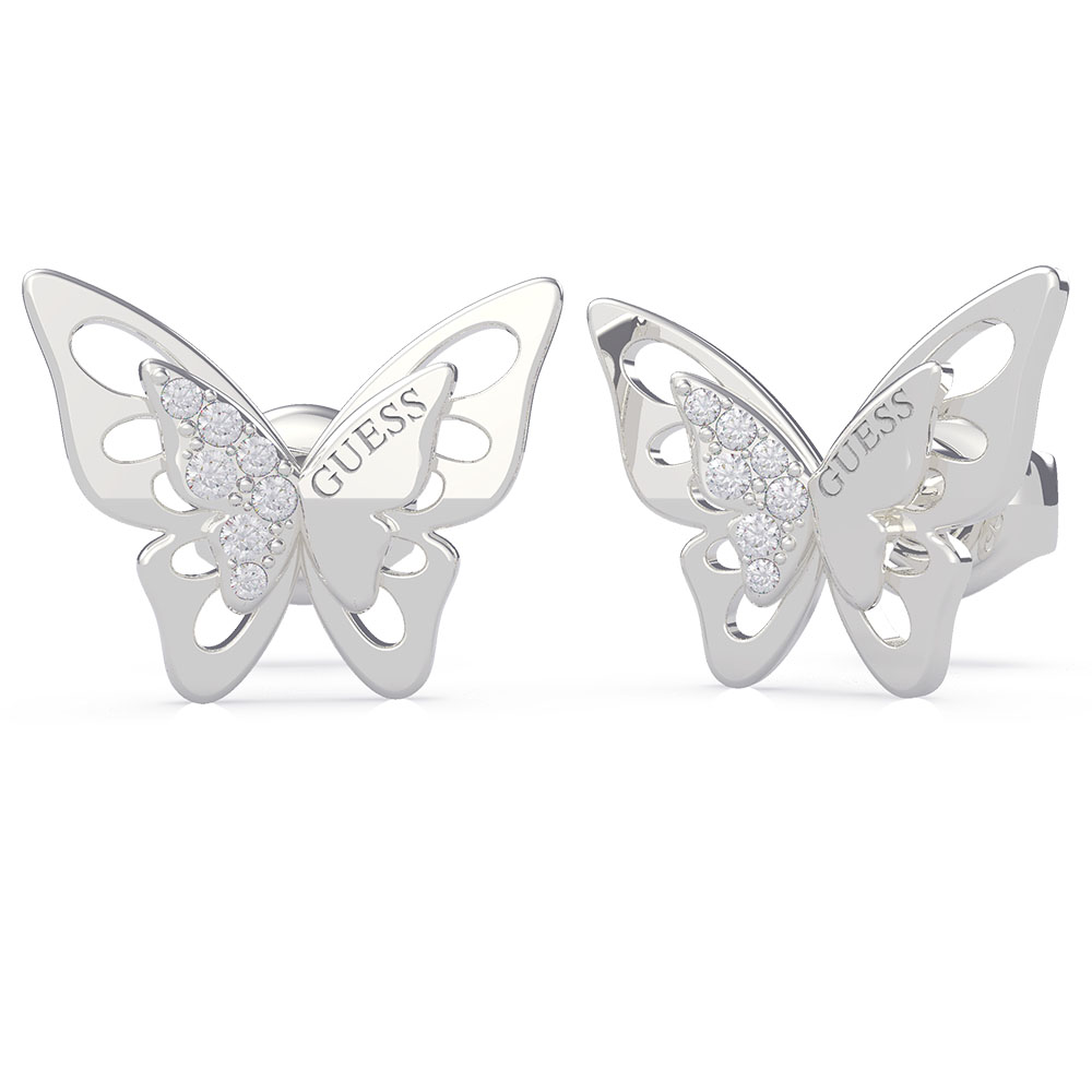 GUESS Stainless Steel Overlapped Butterfly Stud Earring