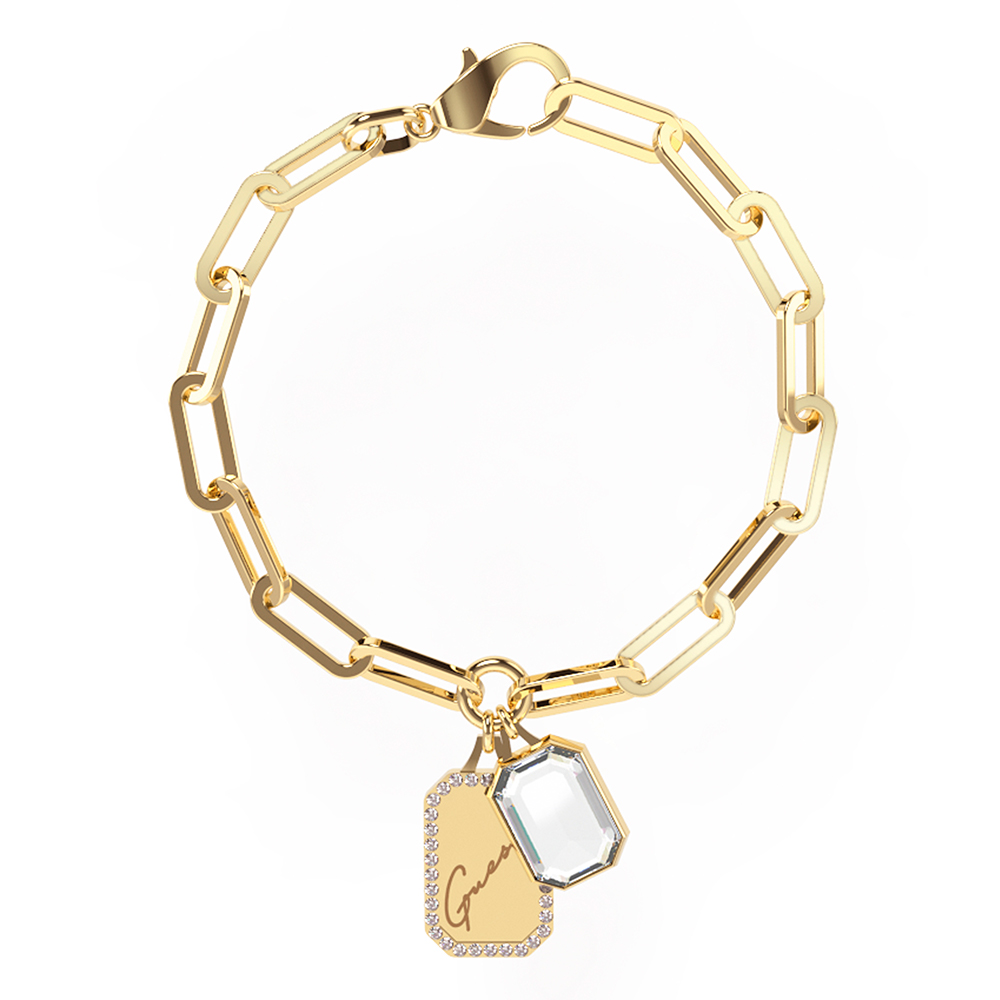 Buy Guess Gold Plated Stainless Steel Bold Chain Tag And Crystals Bracelet And Pay Later Humm 3673